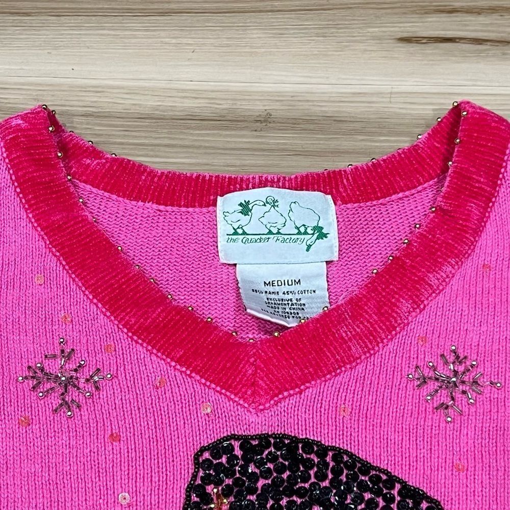 Vintage The Quacker Factory Raime Sequin Snowman Sweater Women’s Medium - Picture 4 of 7